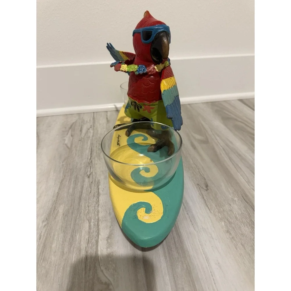Vtg Margaritaville Jimmy Buffett Surfing Parrot Colorful Server Rare